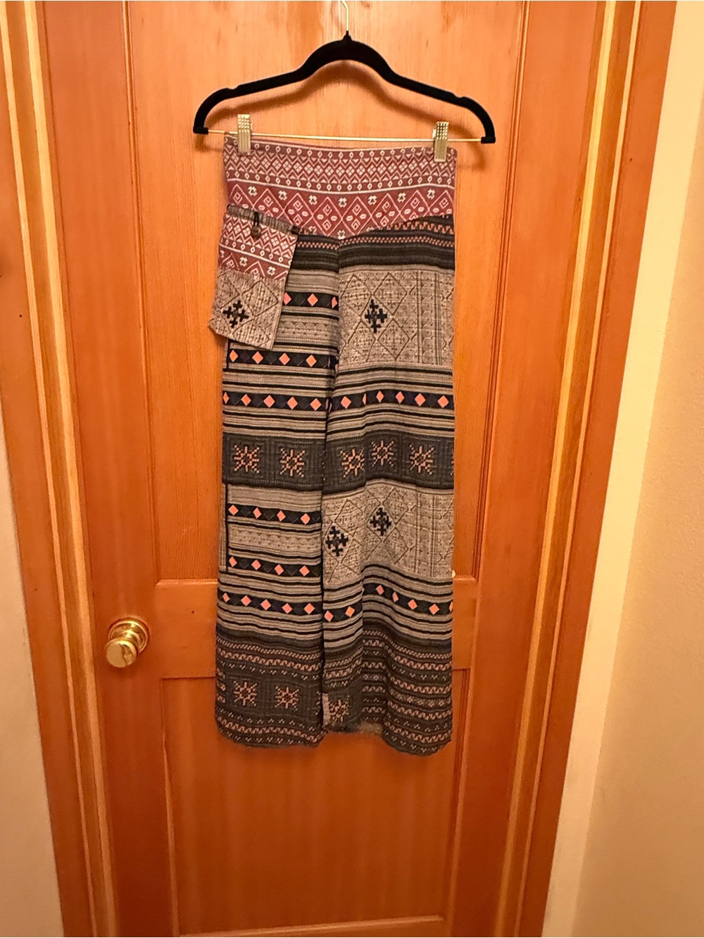Kamana Thai Ikat Geometric Wide Leg Hakama Harem Pants Small